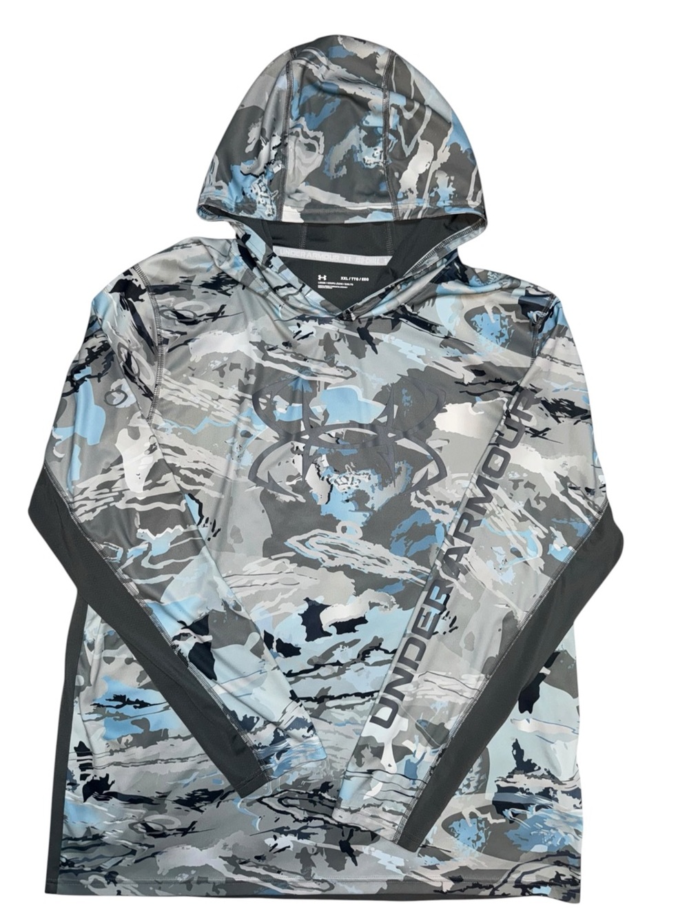 Under Armour Men’s XXL Camo Loose Fit Hooded Performance Shirt Blue Gray
